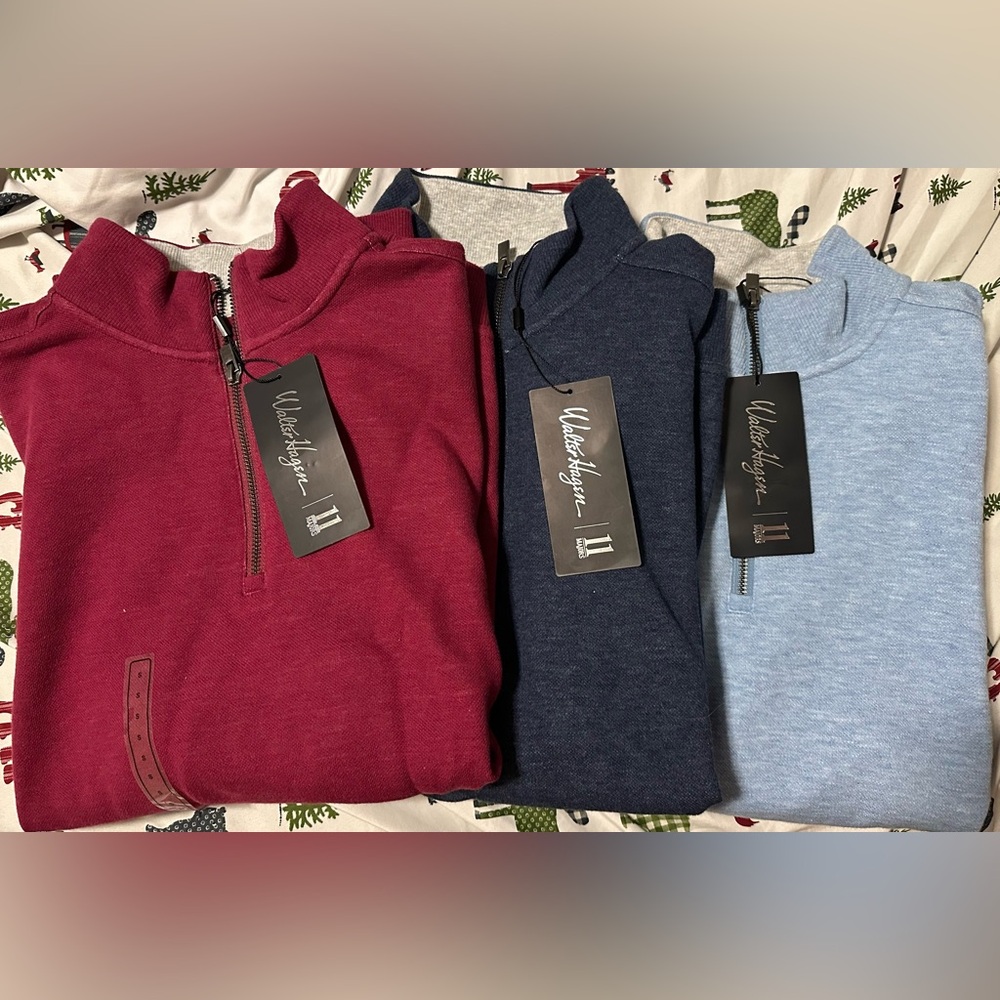 NWT Walter Hagen Golf 1/4 Zip Mens Small Mid-Weight Pique Fleece Raspberry color - Picture 10 of 10